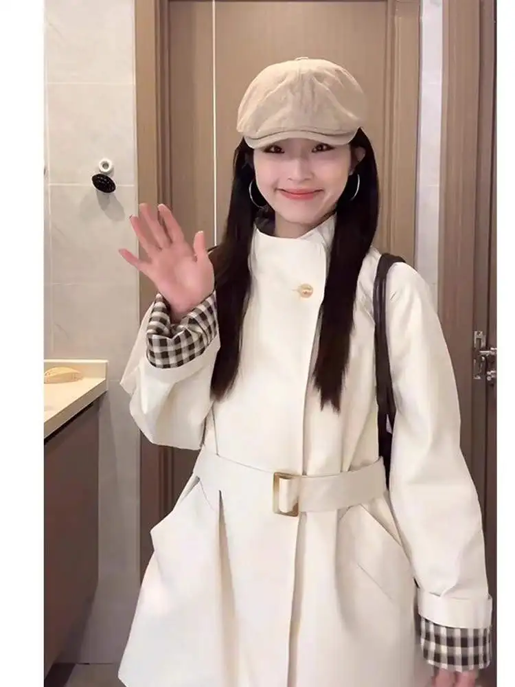 2026 Spring and Autumn New Women's Windbreaker Loose Windproof Casual Strap Windbreaker
