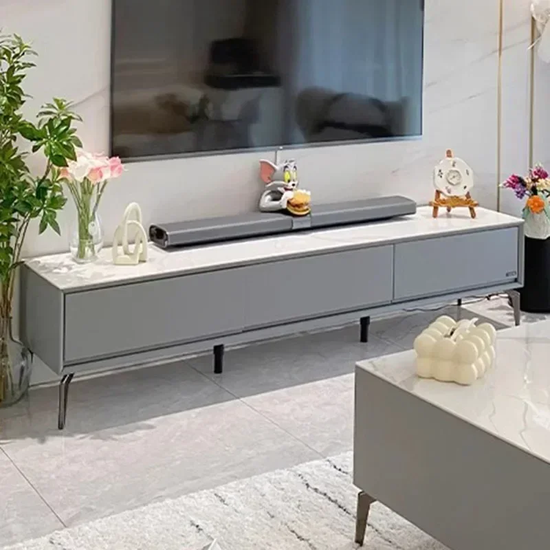 Mueble de TV Retro Bajo, Centro de Entretenimiento, Banco de Montaje, Soporte de TV para Sala de Estar, Mesa Auxiliar Blanca, Mueble para el Hogar