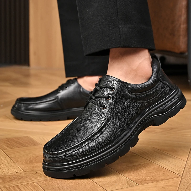 Dress-Casual Leather Shoes Reinforced Stitch oxfords lace up Double-Layered Sole Abrasion-Resistant Leather | Durable Daily Wear