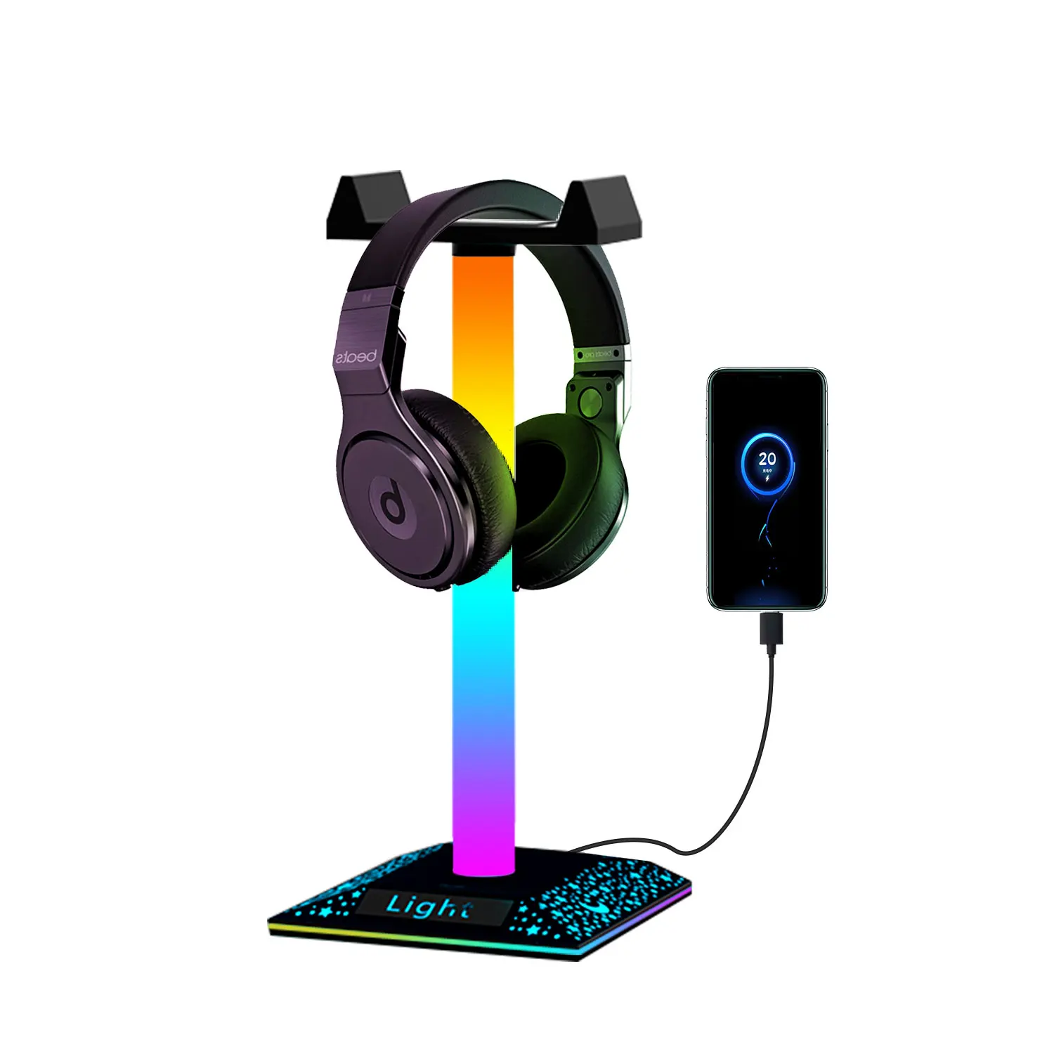 Headphone Stand Type-c USB Ports Holder Headsets Gamers PC Accessories Desk Donwof Dreamcolor Lights RGBIC LED for Gaming Room