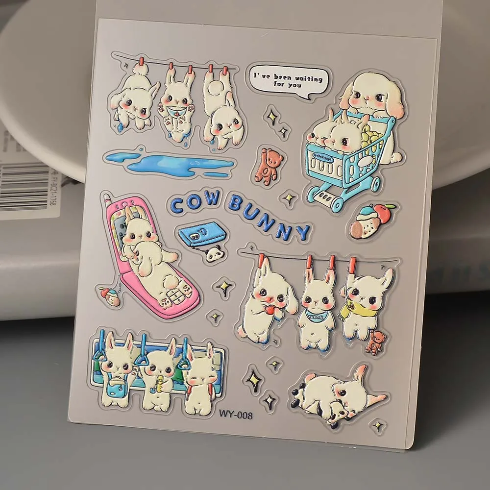 

1PCS New Cartoon Rabbit Stickers Mobile Phone Stickers Sanrio Hello Kitty Melody Nail Stickers Nail Art Decoration