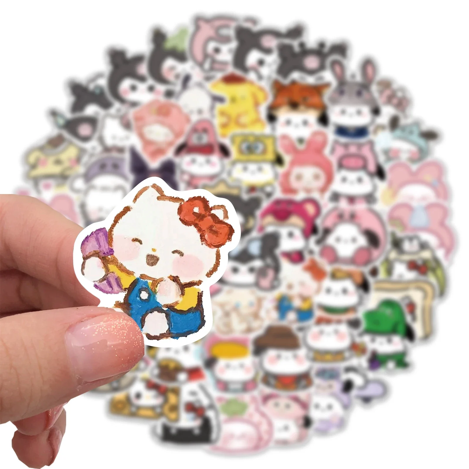 

10/50 шт. новые наклейки Chibi Sanrio, наклейки Kuromi HelloKitty Cinnamoroll Mymelody, наклейки на ноутбук, холодильник, телефон, дневник, детские наклейки, игрушка