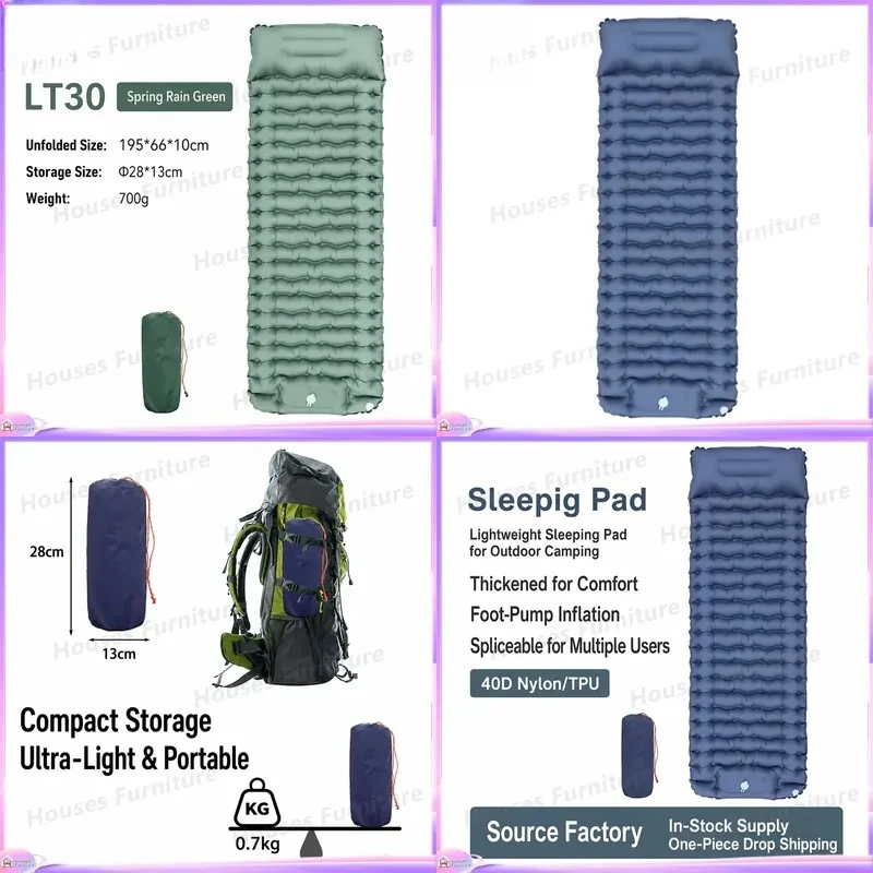 Ultralight TPU Inflatable Camping Mat Portable Sleeping Pad for Tent Hiking Outdoor Travel Backpacking Air Mattress Cushion