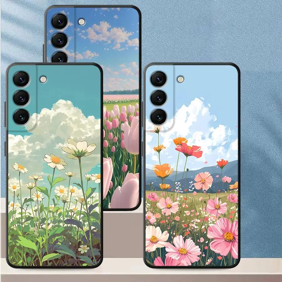 Phone Cover Case for Samsung Galaxy A57 A24 A55 A25 A26 A73 A51 A23 A37 A22 A32 A53 A35 A52 A36 A72 A71 Sea Of Tulips