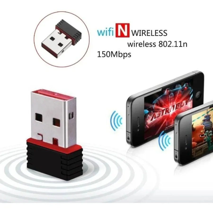 Mini USB WiFi Adapter Wireless USB WiFi Network Adapter 2.4GHz 150Mbps Driver-free High Speed USB Receiver for Desktop Computer