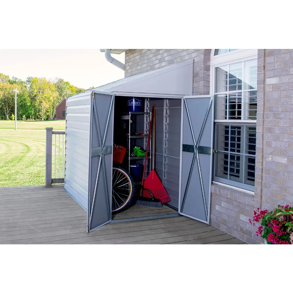 

Compact Galvanized Steel Storage Shed with Pent Roof, 4' X 10', Customized