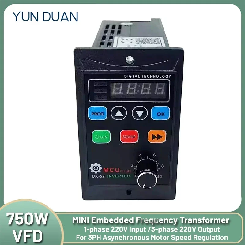 

Mini Inverter Embedded VFD 750W Frequency Changer 1HP Frequency Transformer for 3PH Asynchronous Motor Speed Regulation