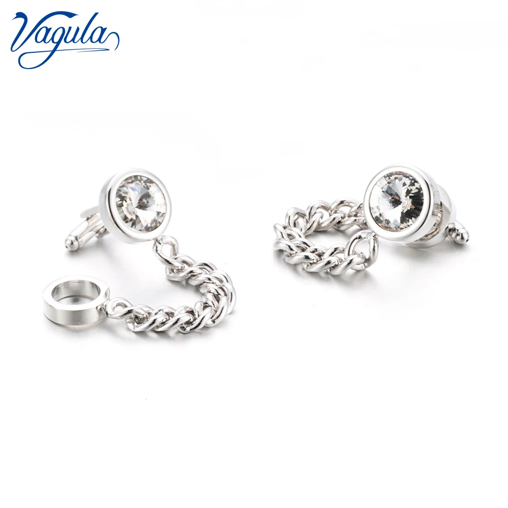 VAGULA Cufflinks Top Luxury Brand Bonito Gemelos Party Wedding gift Suit Shirt Round Button Crystal Cuff links 751