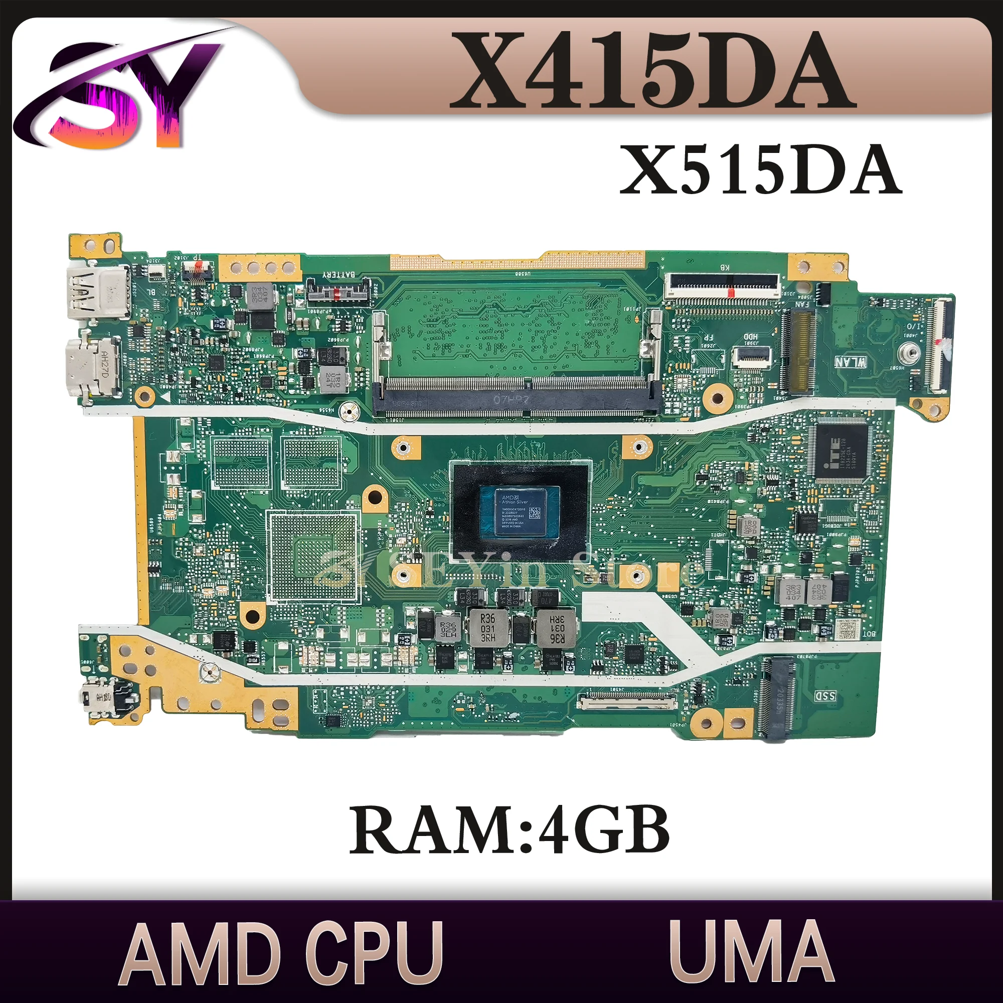 

X415D Mainboard For ASUS X415DA X415DAP M415DA M515DA D515DA D515DAP M515DAP X515DA Laptop Motherboard AMD CPU 4GB/RAM UMA