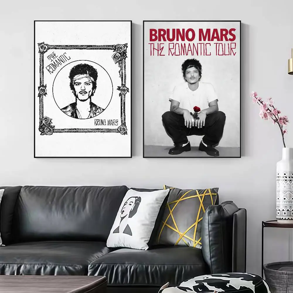 B-Bruno Mars The Romantic Peelable Self-adhesive Poster Stickers Are Suitable For Frameless Wall Decoration In A Room