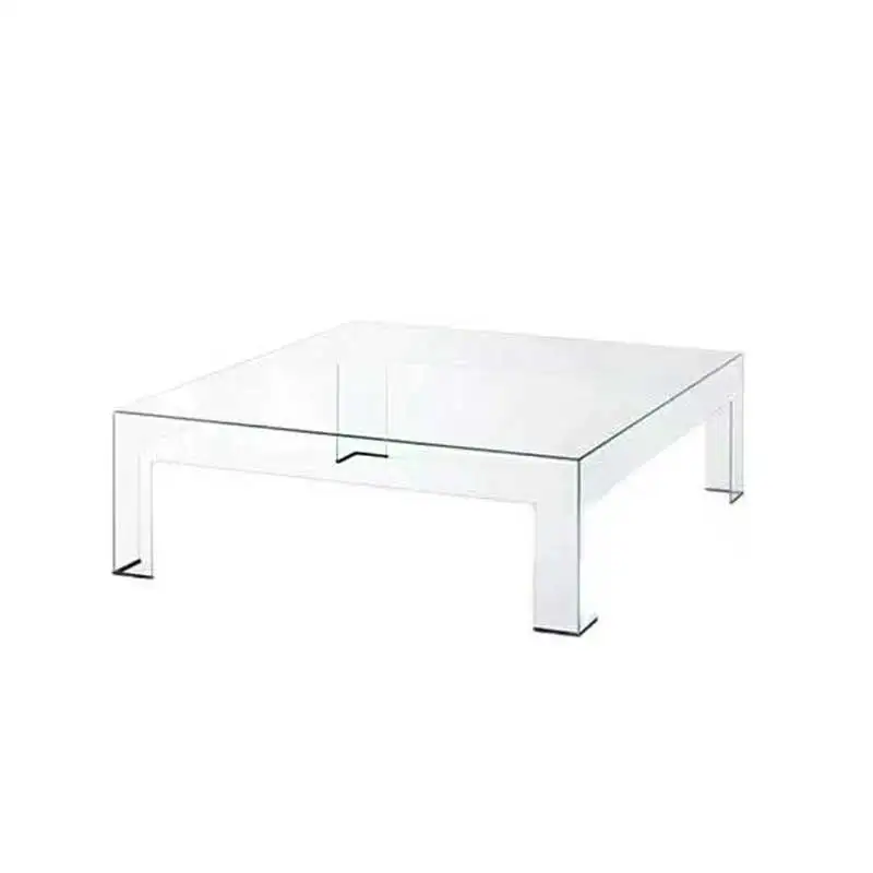 

Modern minimalist glass coffee table living room household small apartment transparent ultra-white glass low table square