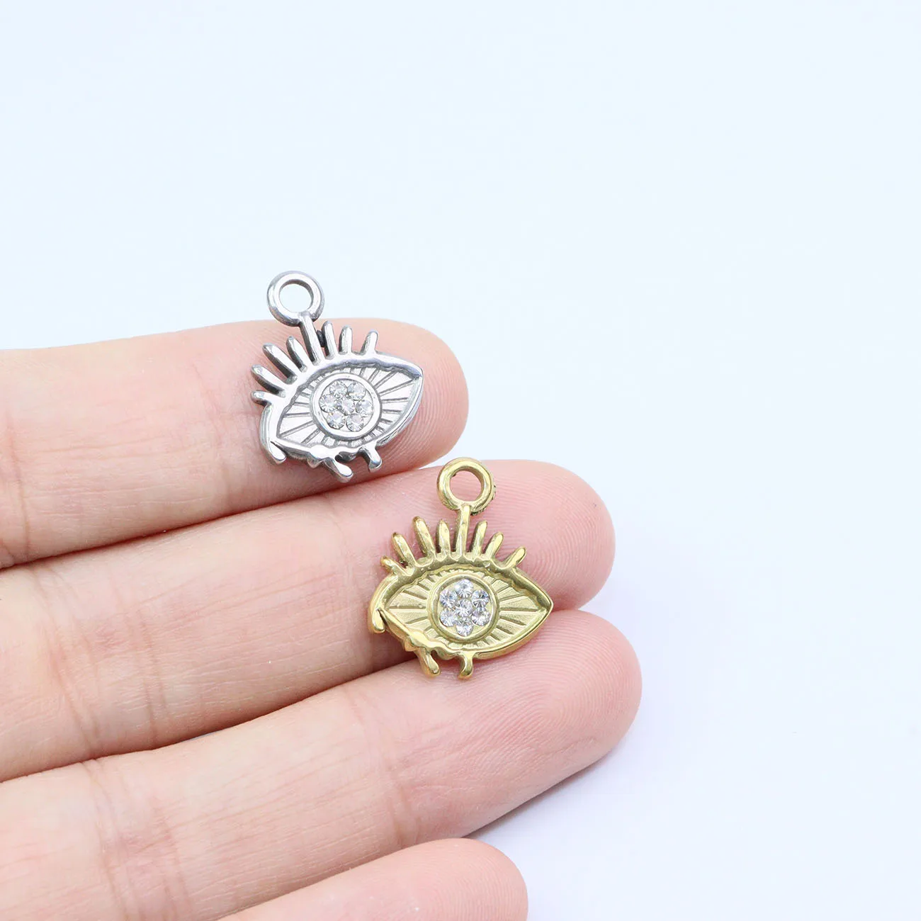 3pcs Wholesale Stainless Steel High Quality Devil Eyes Charms Women's Pendant DIY Necklace Unfading 2 Colors