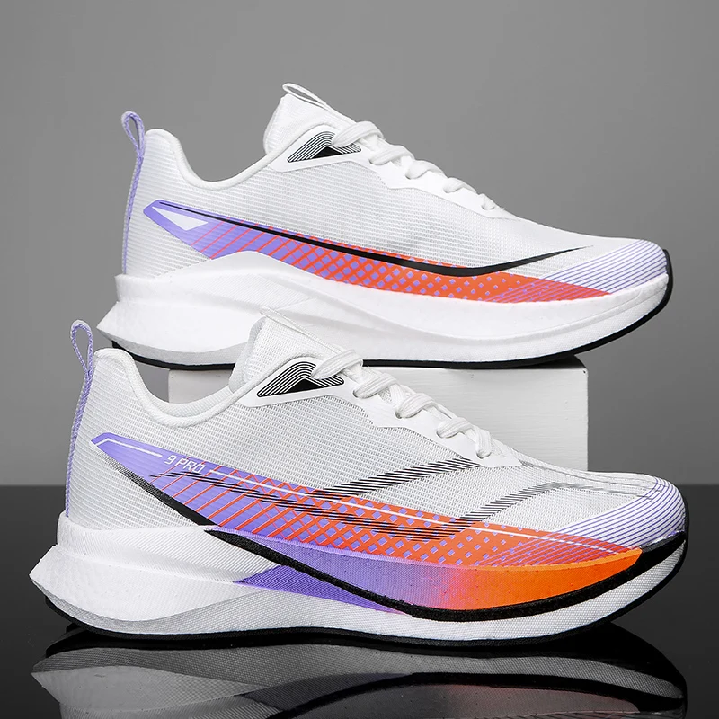 

Men Outdoor Jogging Daily Sneakers Perforated Flow Mesh Soft Foam Shock Absorb Elastic Cushion Athletic Footwears