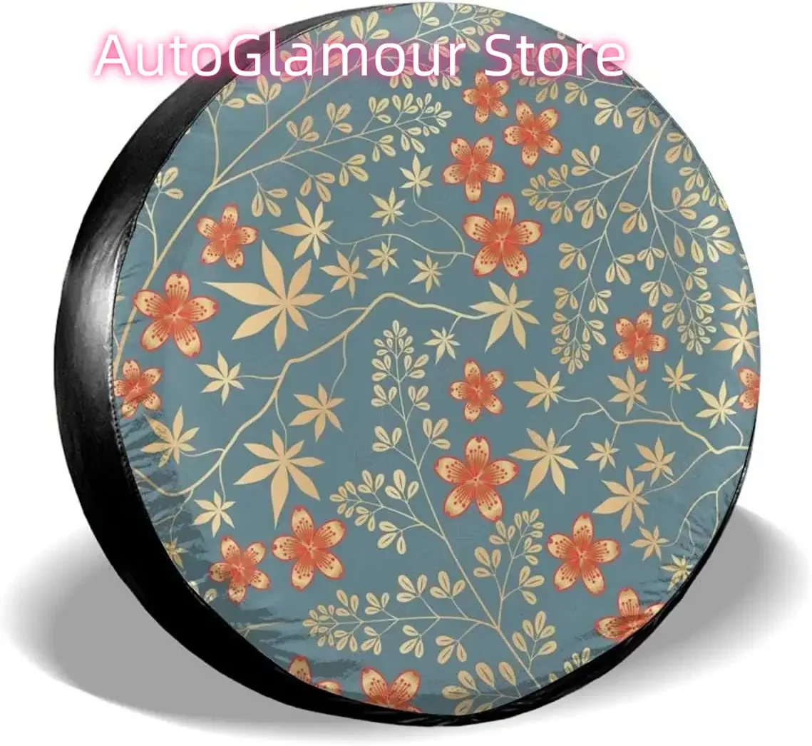

Delumie Funny Floral Pattern Flower Spare tire Covers Potable Corrosion Wheel Covers Sun-Proof for Trailer RV SUV Truck Cam