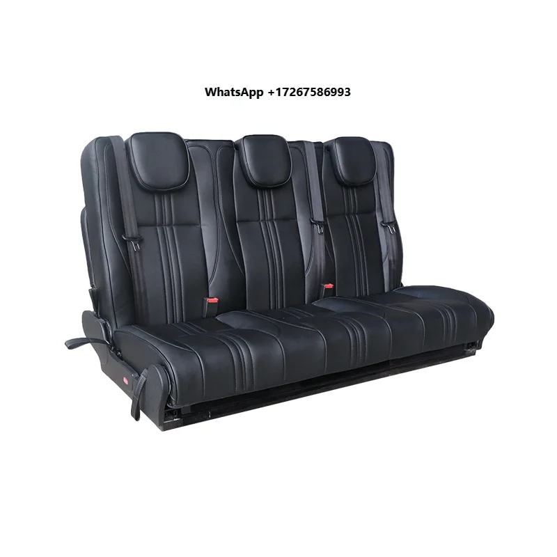 Autoliuma 3-Person Trifold Folding Seat Beds PU Leather Modified Car Seats for Van