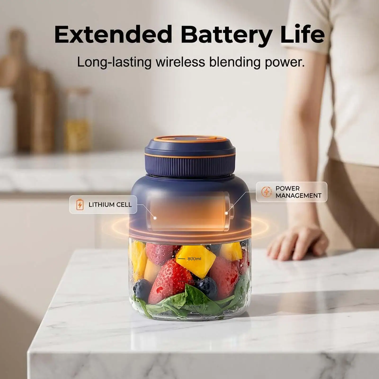800ml Cordless USB Mixing Machine Personal Juicer Personal Blender For Shakes For Women Men Teens Adults Kitchen Gym Travel
