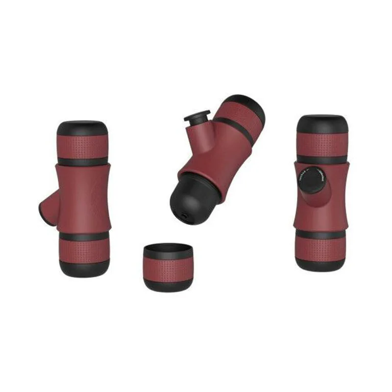 Portable mini coffee maker, hand press, capsule coffee maker, outdoor, plastic espresso, travel car, black, white, red