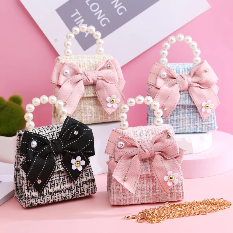 Korean Style Girls Princess Bowknot Messenger Bag Cute Kids Fashion Crossbody Bags for Girls Coin Wallet Baby Party Purse Gift