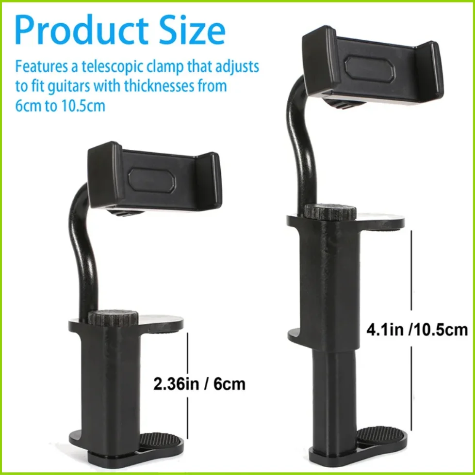 Classical Guitar Phone Holder - Adjustable & Rotatable Guitar Mount for Guitars/Ukulele Universal Smartphone Compatibility
