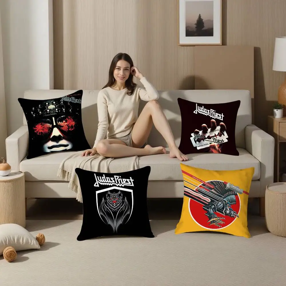الكلاسيكية كيس وسادة أريكة غرفة المعيشة غرفة نوم الطباعة على الوجهين J-Judas P-Priest وسادة مربعة قيلولة الوقت كيس وسادة #4