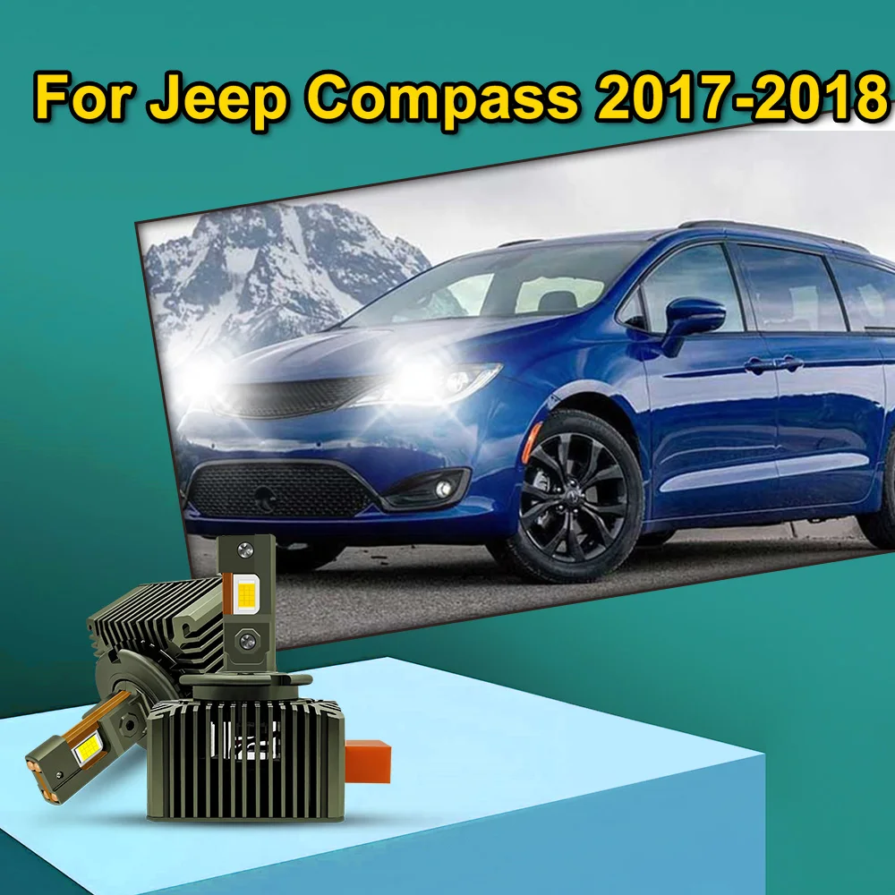 2x HID to LED Headlights Replacement For Jeep Compass 2017 2018 Canbus 30000LM D5S Auto Bulbs Two-sided 110W Car Lamp Plug&Play