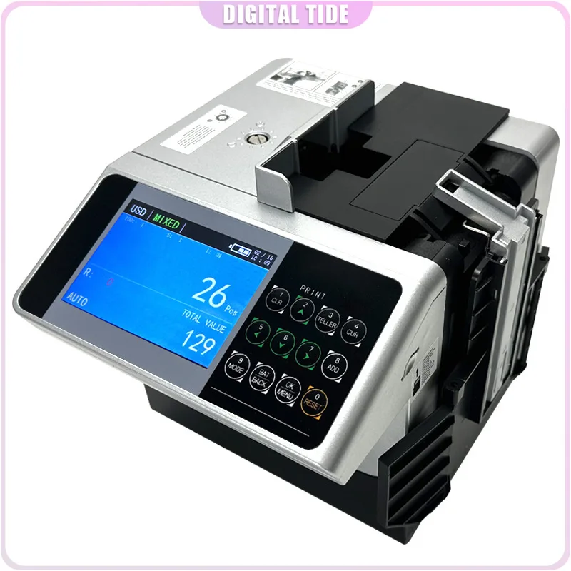 XD-6100 USD EUR THB Portable Money Counter Rechargeable Cash Mixed Currency Mini Detector Printable Bill Counting Machine 1PC
