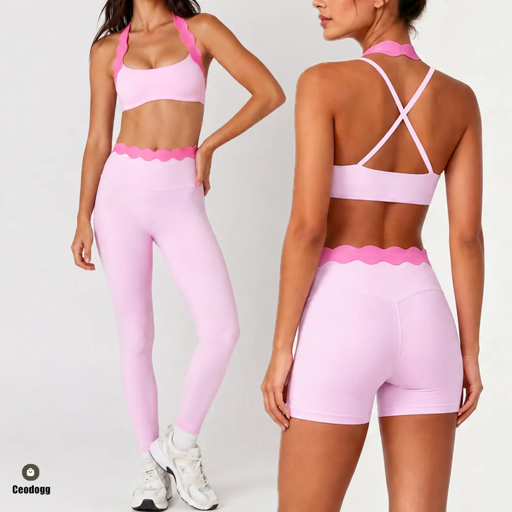 Pad Shell 2PCS Gym Two Pieces Fitness Yoga Set Women High Waist Running Squat Legging Sportswear Workout Shorts Active Wear XP49