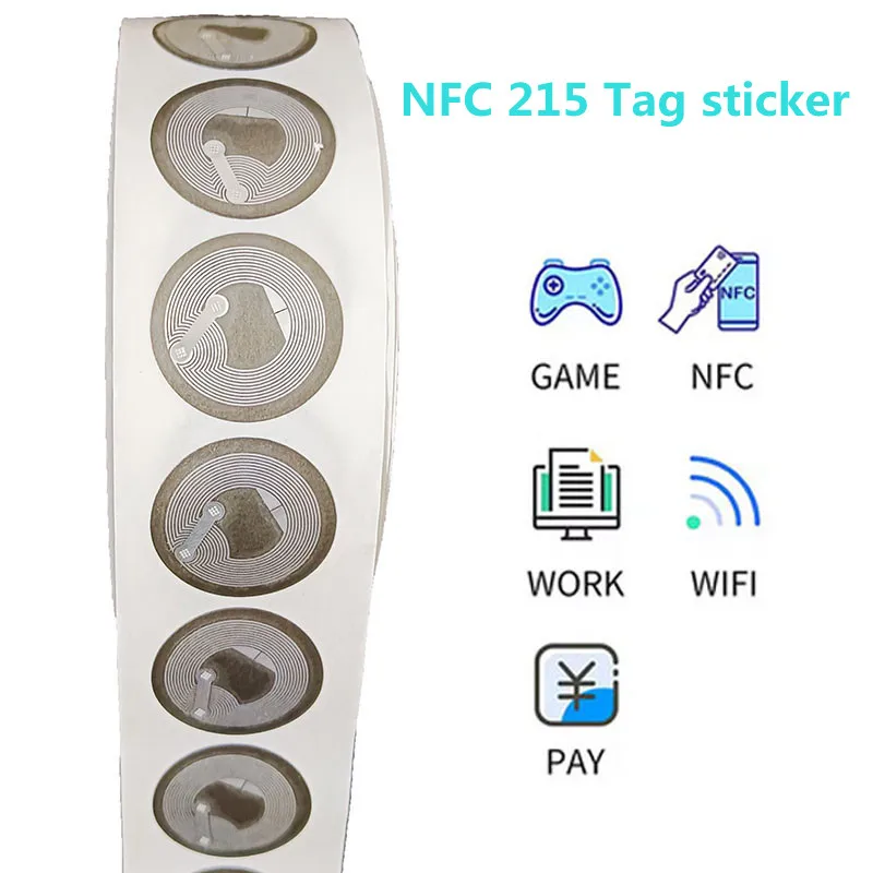 Self-adhesive NFC Sticker Anti Metal 13.56MHz ISO14443A electronic Tag Universal Ntag 215 RFID Phone Available Adhesive Label