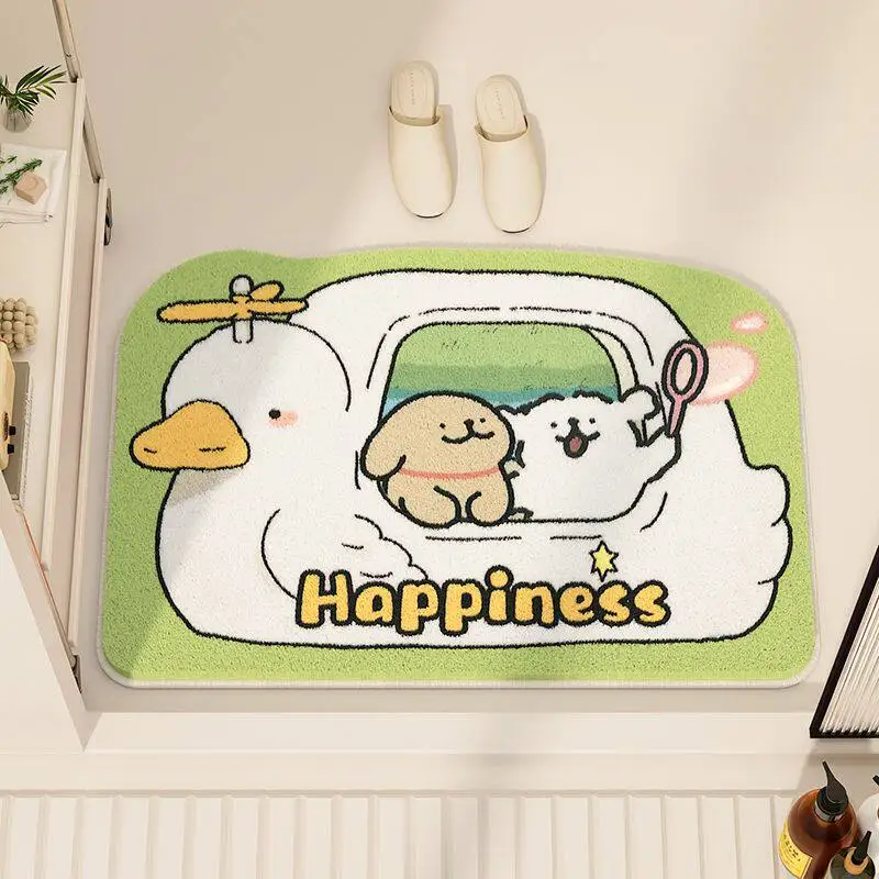 Line puppy imitation velvet carpet absorbent toilet door bathroom door foot pad plush toilet cartoon pad
