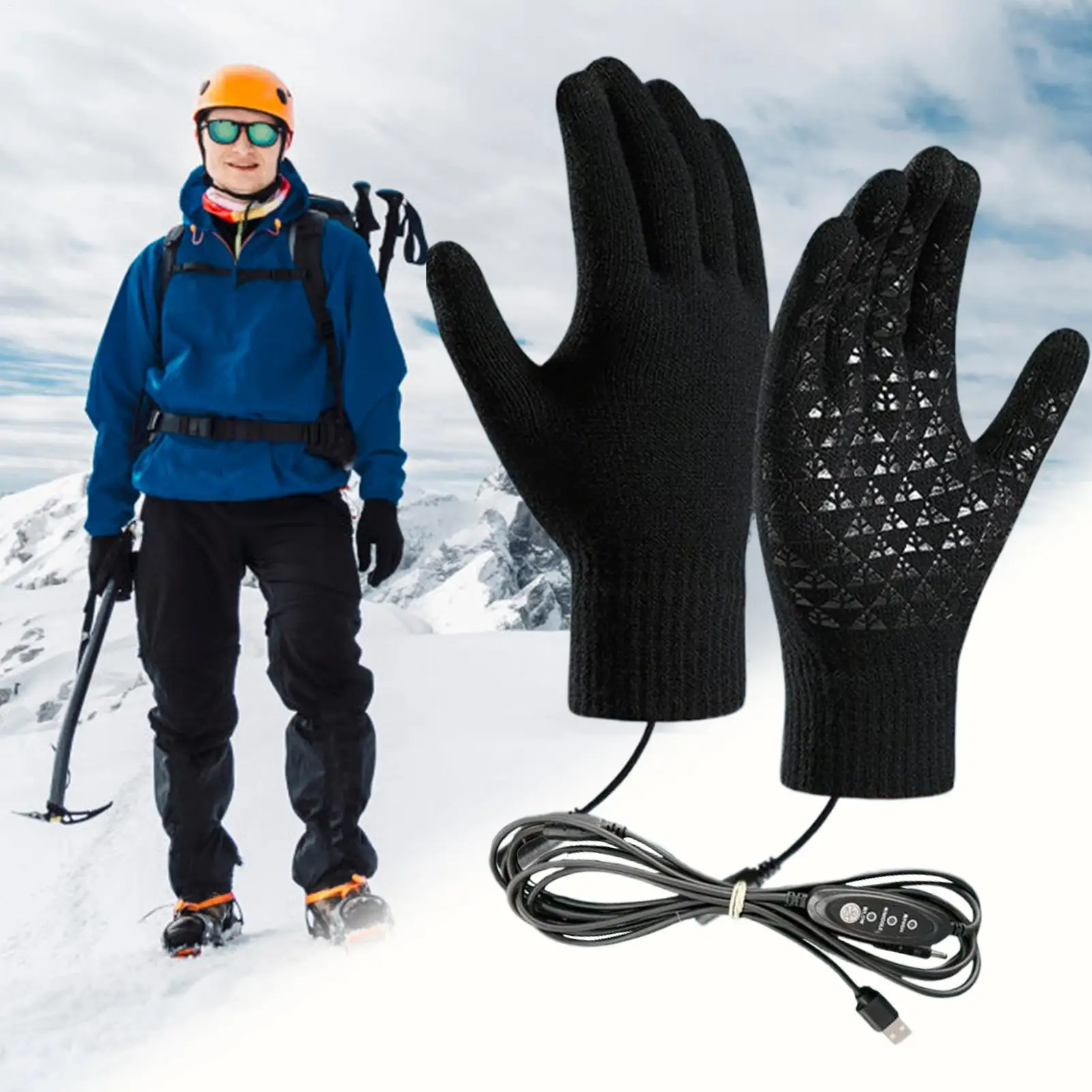 

USB heated gloves Screen Touch Winter Thermal Heating Mitts 3-Mode Windproof Mittens Skiing Hunting Fishing warm gloves