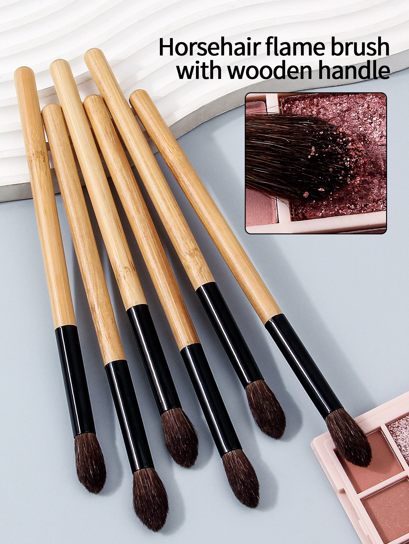 6 pezzi di alta qualità piega pennello per sfumare ombretto trucco kit cosmetico manico in legno pennello per trucco occhi