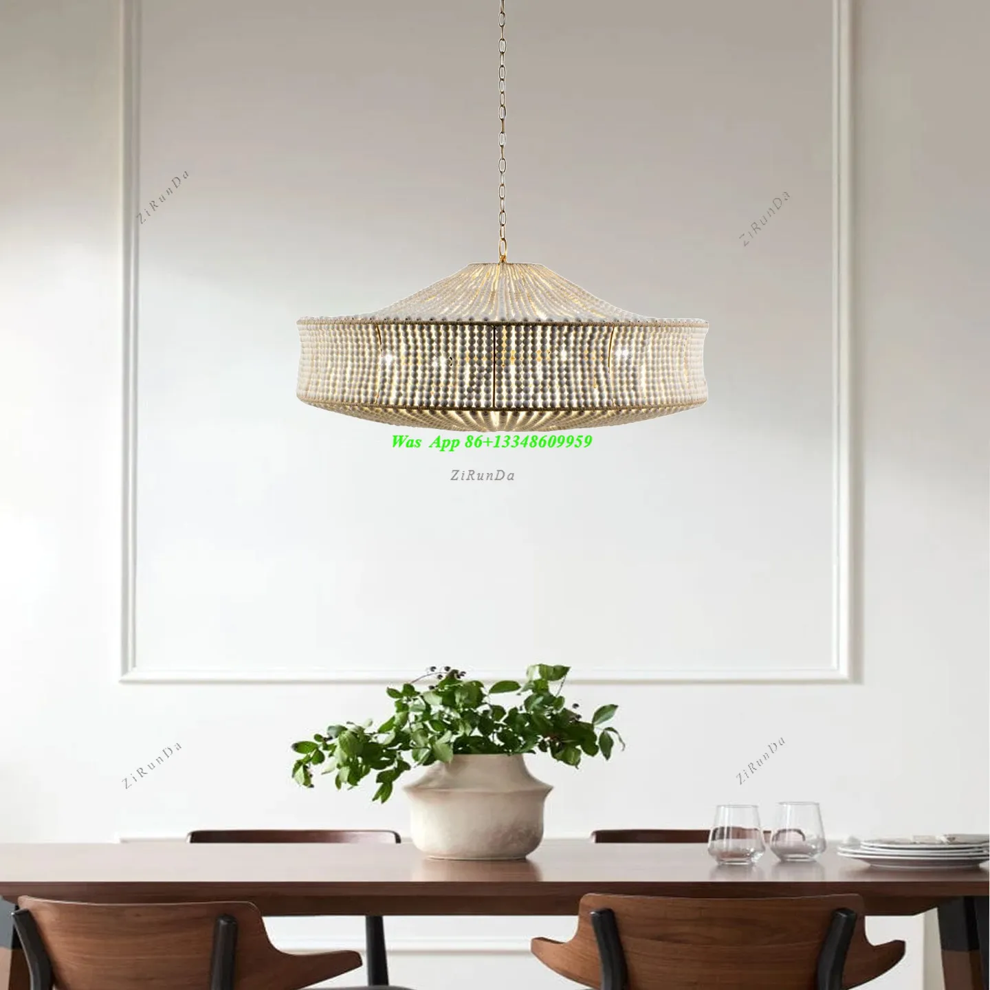 Medieval Style Wood Bead Woven Decorative Chandelier, High-end Bedroom Dining Room Warm Living Room Dining Table Warm Light