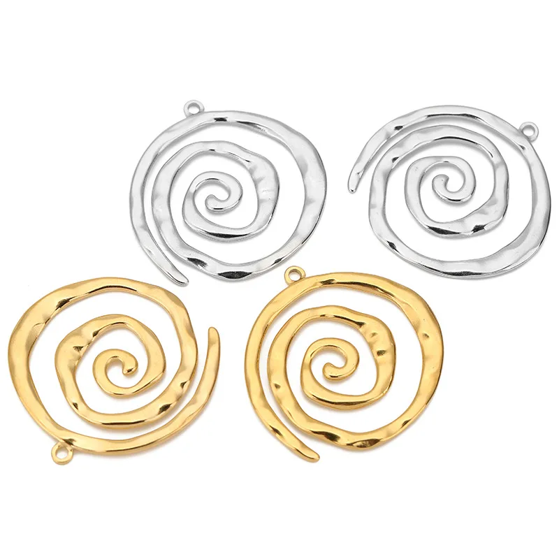 1 or 2 pcs Stainless Steel Waterproof Large Spiral Pendants Mosquito Coil Charms For DIY Earrings Necklace Jewelry Accessories