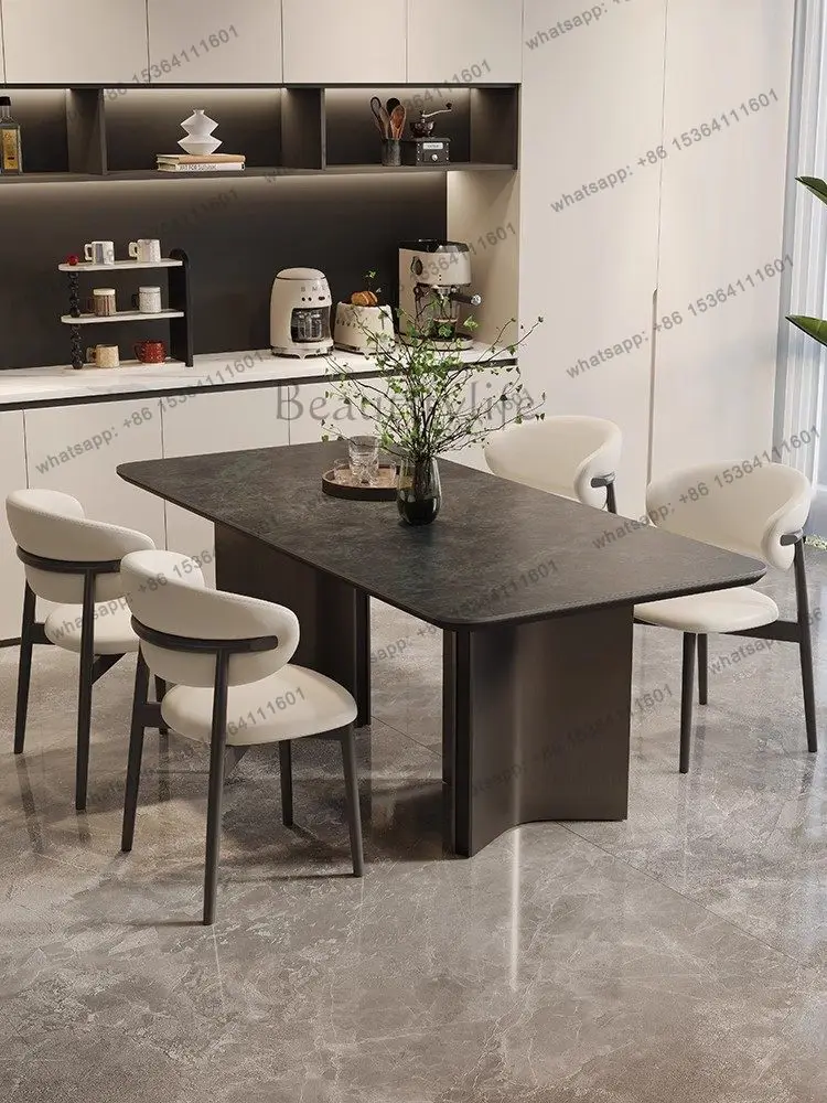 Slate dining table full support baseplate Vic gray household small apartment Italian light luxury modern style