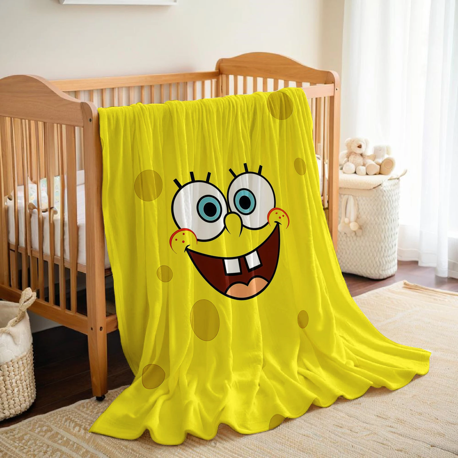 Cartoon S-SpongeBobS Leichte Mikrofaser Weiche Weihnachts-Fleece-Decke Warme Gemütliche Decke für Bett Sofa Büro Reise Alle Jahreszeiten – Detail 3