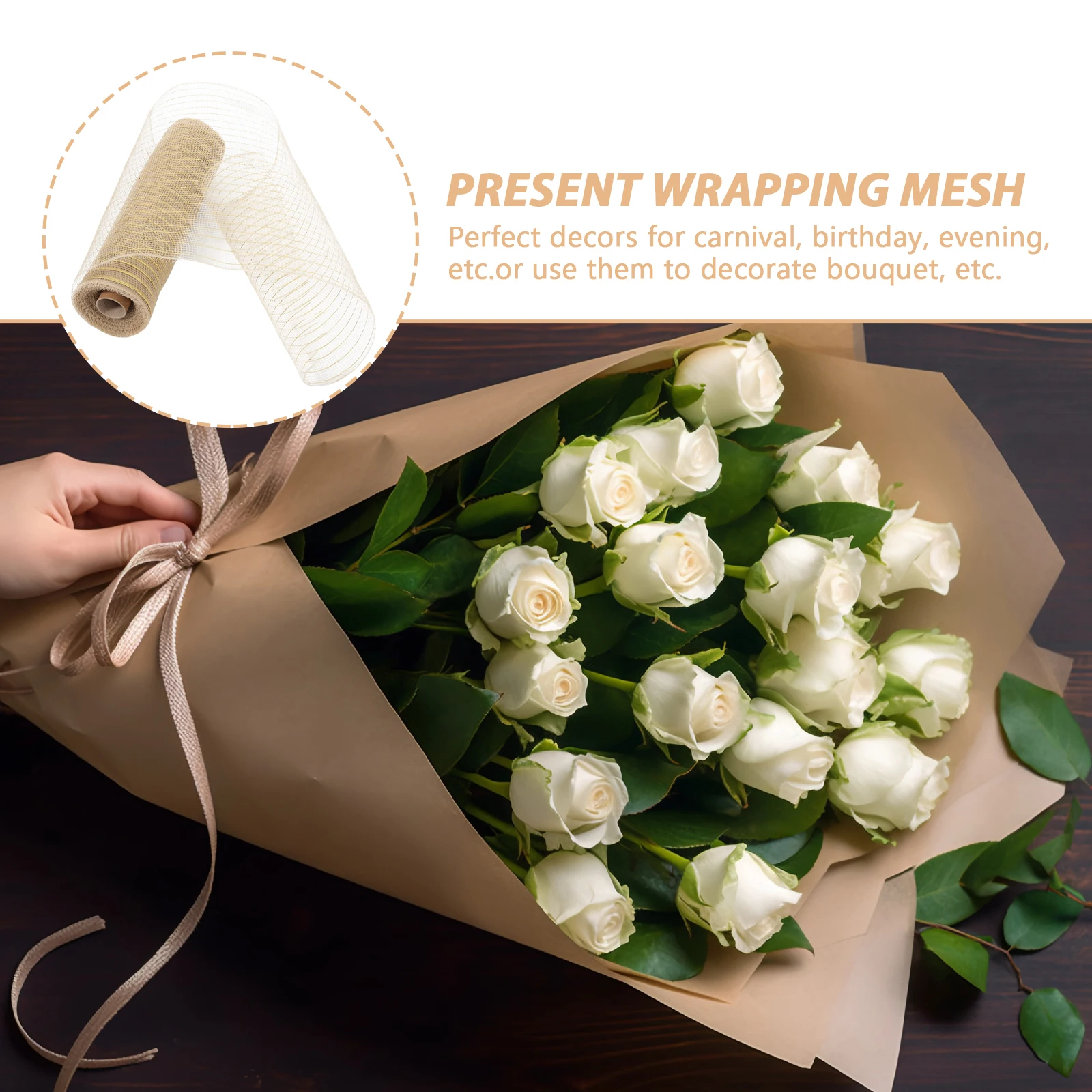 

Gift Wrapping Mesh 10 Yards Deep Khaki 9cmx26cm Supplies Present Material Flower Bouquet Decor Pure Color