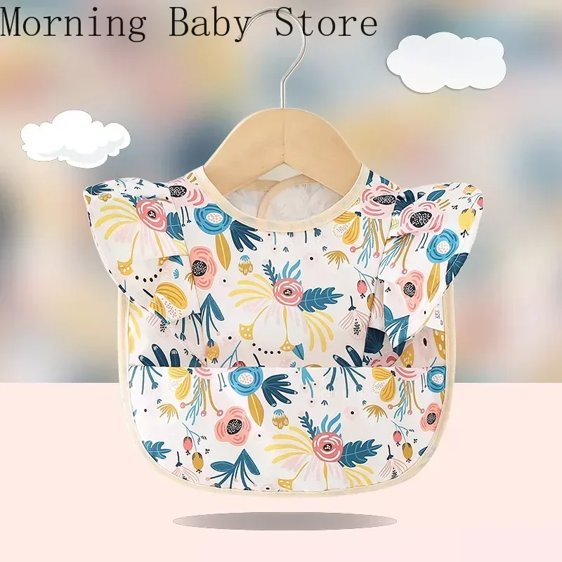 Cartoon Dots Baby Eating Bib Waterproof Anti-dirty Infant Saliva Towel Kids Feeding Apron Boys Girls Sleeveless Burp Cloths