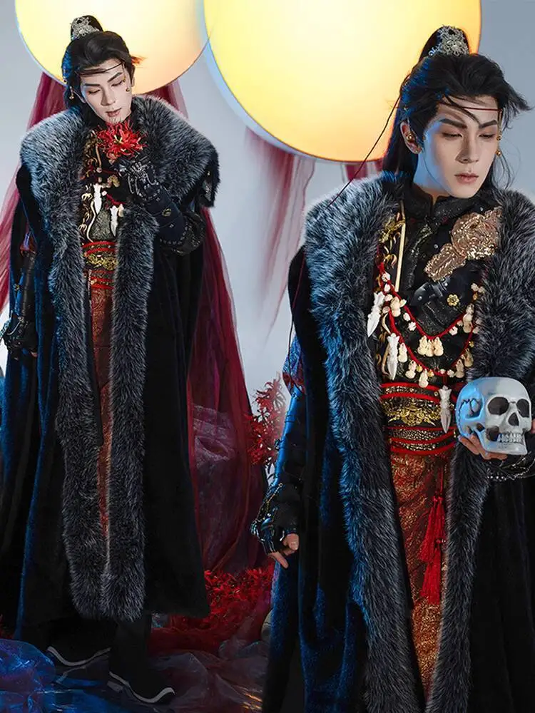 

Магазин одежды Xietang, красное пламя Hanfu, косплей, стиль боевых искусств, древний стиль, унисекс, зимний костюм летающей рыбы, аниме