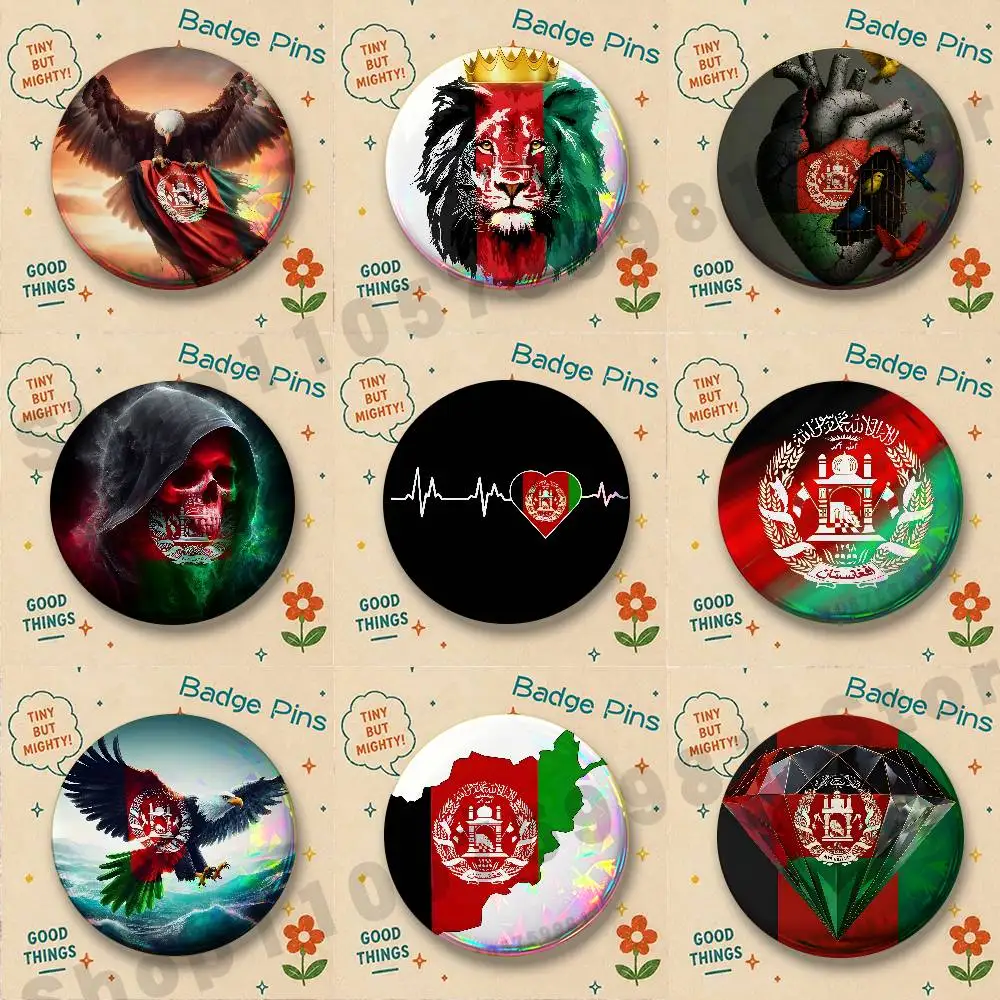 Afghan A-Afghanistan Flag Badges Pins Button Custom Anime Role Old-school Brooches Cartoon Collar Gifts