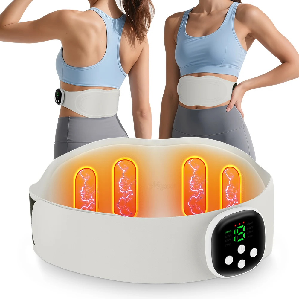 

EMS Electric Heating Waist Massager Hot Compress Vibration Waist Massage Belt for Belly Exercise Lower Back Abdominal Massager