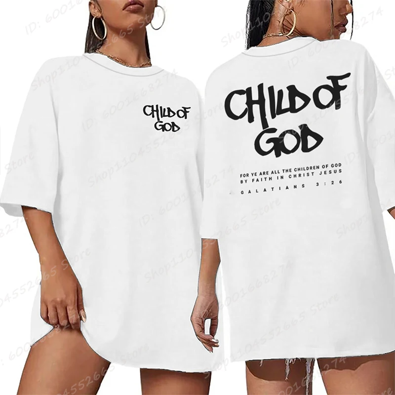 

Funny Christian T Shirt, I Am A God Child Letter Print T-shirts, Pray The Lord Tees, Women's Short Sleeve Oversized T-shirt