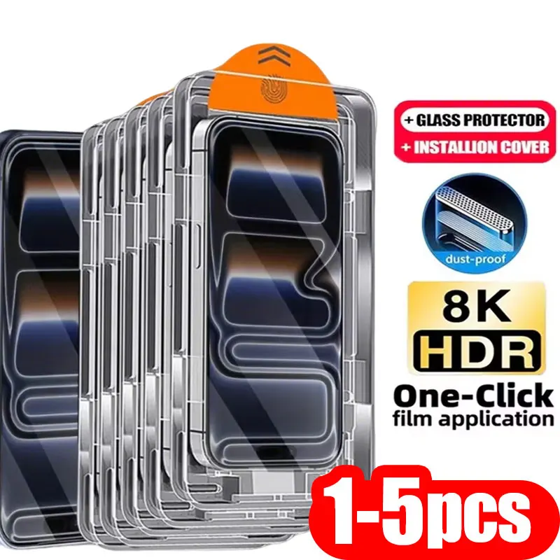 1-5 Stück HD Staubfreier Displayschutz für iPhone 17 Pro Max 18 16 13 15 14 11 12 Mini Air 16E XR X Xs 7 8 Plus Gehärtetes Glas