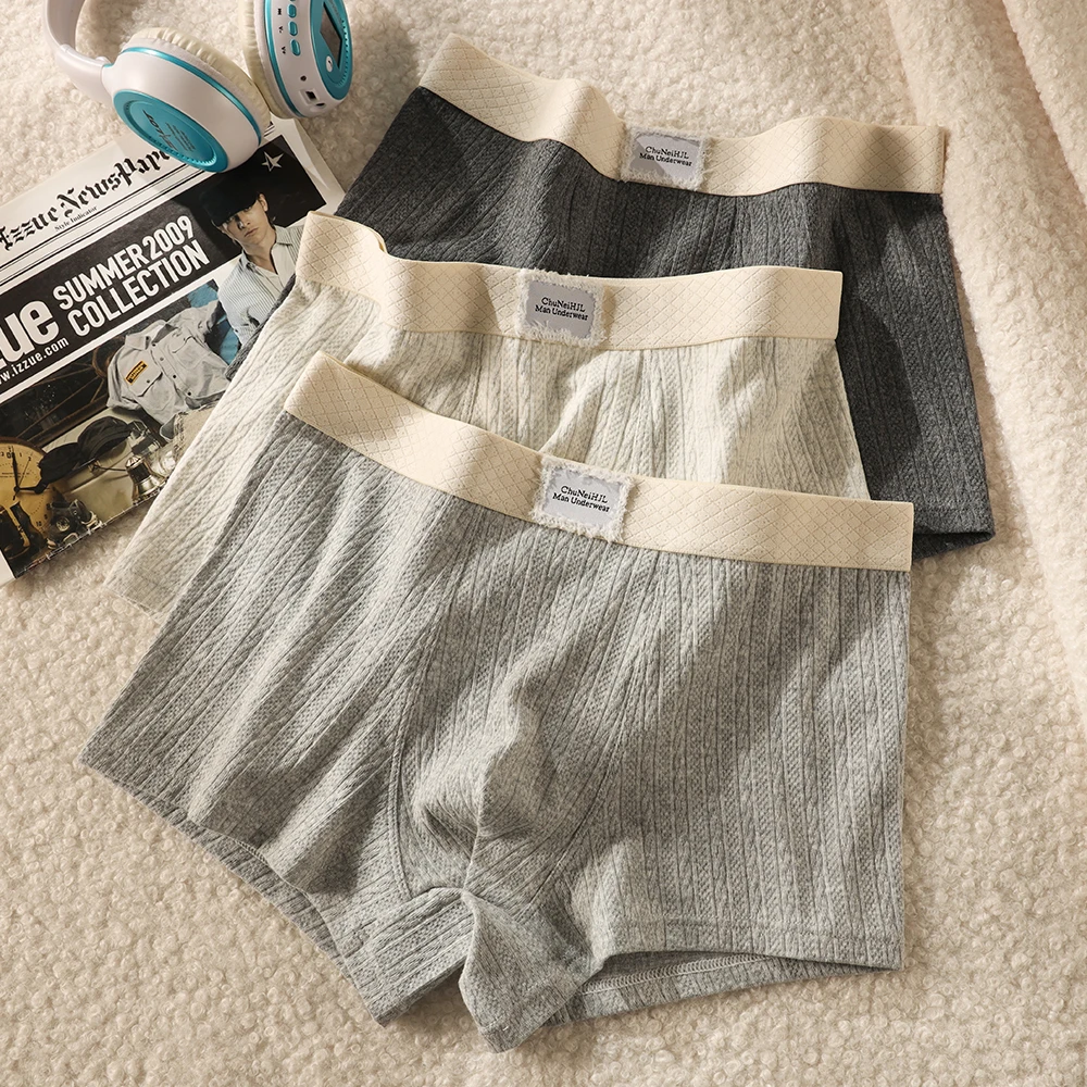 

трикотажные полосатые теплые мужские трусы, гигроскопические дышащие сетчатые трусы-боксеры с промежностью, супер мягкие трусы из 100% хлопка