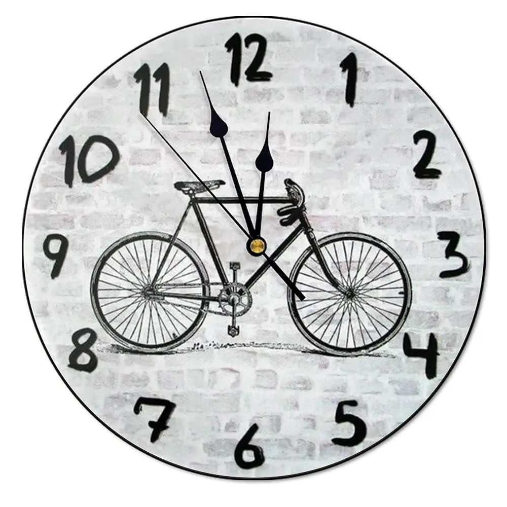 

Bicycle Wall Clo Rustic Urban Decor Wall Clo 10 H Silent Non-Ticking Wooden Wall Clocks Battery Operated Farmhouse Wall Decor