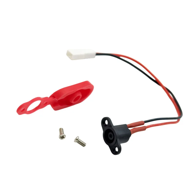 Electric scooter battery charging port cover with 8-shaped tail connected to electrical output power head