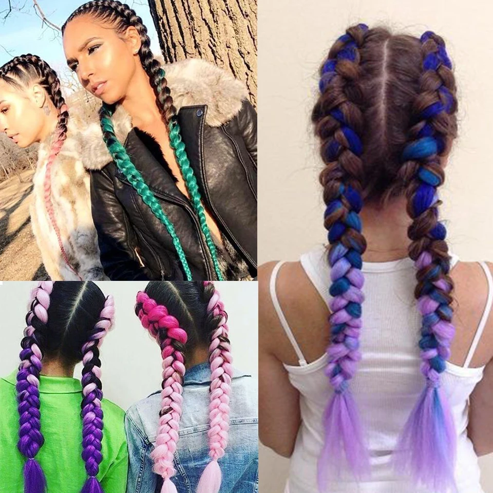 Tresses Synthétiques Yaki Lisses et Ombrées pour Femme Africaine, Extensions de Cheveux, Crochet Facile, 1 Pièce