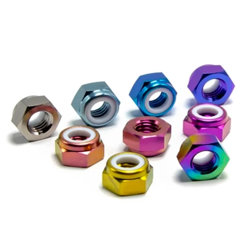 10PCS M5 M6 M8 M10 DIN985  colourful Titanium Alloy TC4GR5  nylon insert lock nut