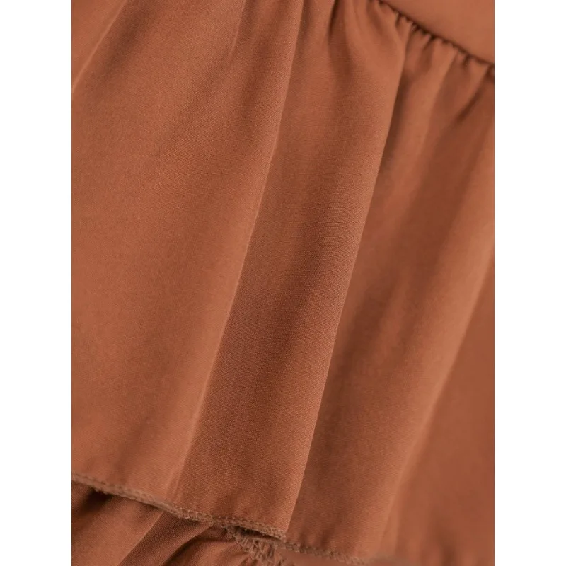 2025 Summer New Arrival: Elegant High-Waisted Paneled Skirt with Flattering Ruffled Hem in Solid Colour