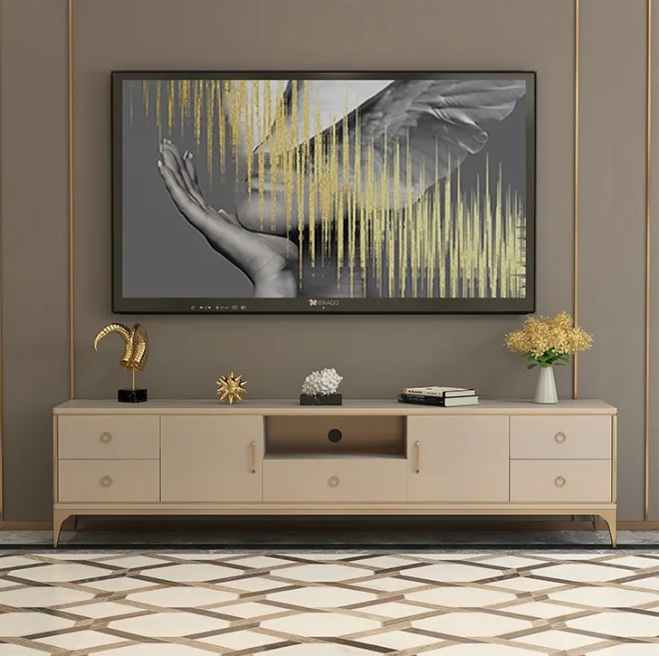 

American light luxury TV cabinet coffee table combination, simple modern small apartment living room TV cabinet solid wood