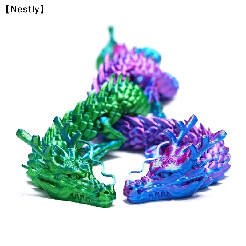 3D Printed Chinese Dragon Full Body Joints Movable Home Furnishing Decoration Ornament Worth Collecting Creative Toys〔Nest〕